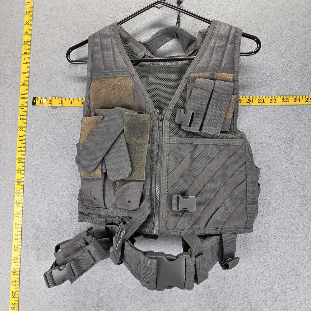 VISM Tactical Vest Mens‎ Gray MOLLE Chest Protector Adjustable Hunting One Size
